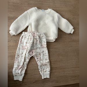 Baby girl Sherpa style Sweatshirt and matching sweatpants